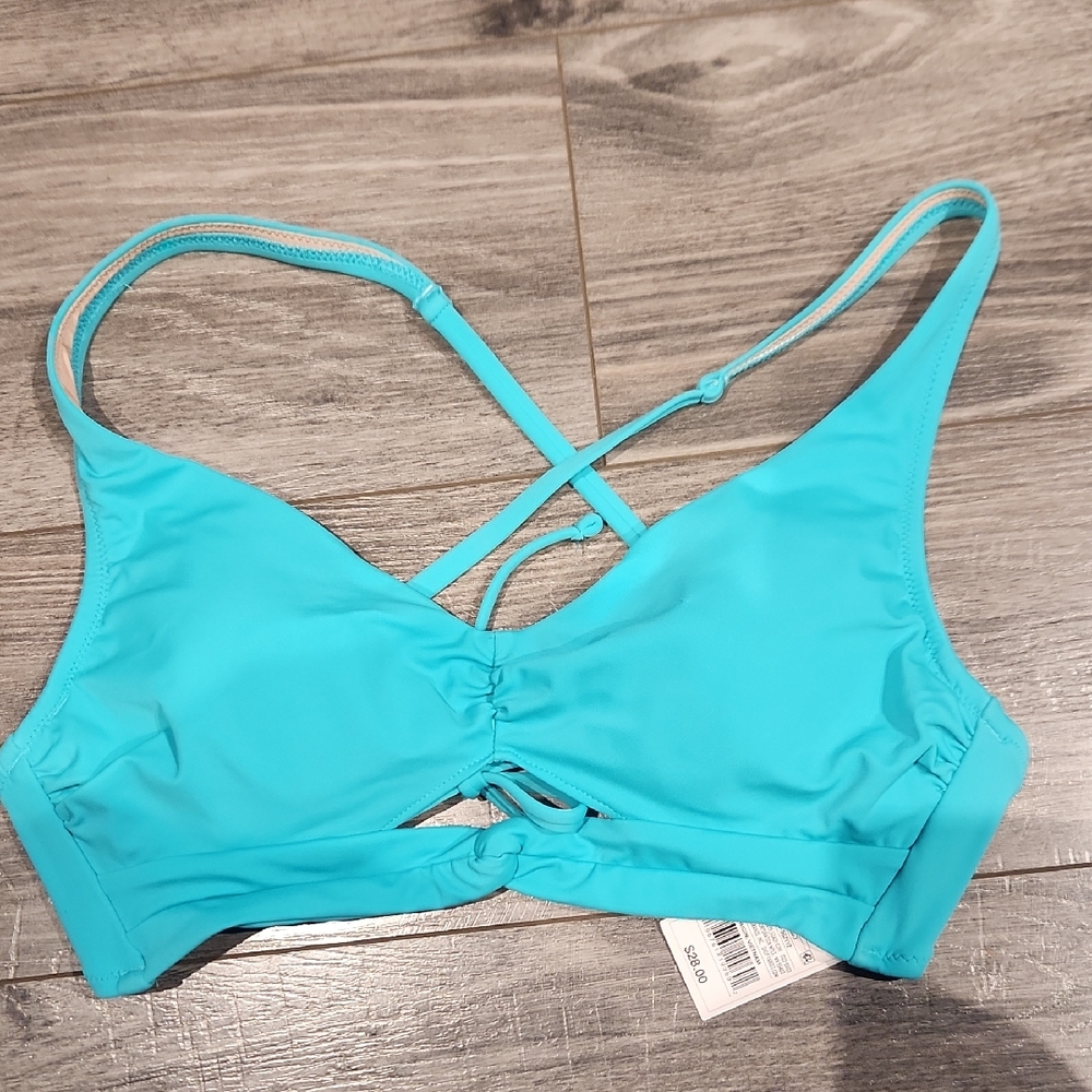 NWT Shade & Shore Turquoise Women's Bikini Top Sz 34C Removeable Bra Pads